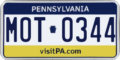 PA license plate MOT0344