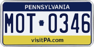 PA license plate MOT0346