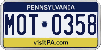 PA license plate MOT0358