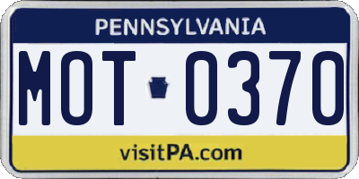 PA license plate MOT0370