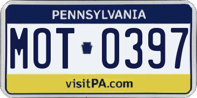 PA license plate MOT0397