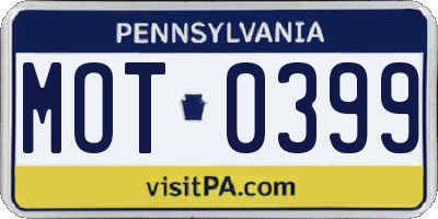 PA license plate MOT0399