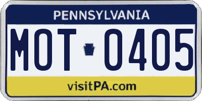 PA license plate MOT0405