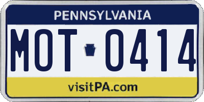 PA license plate MOT0414