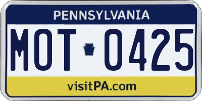 PA license plate MOT0425