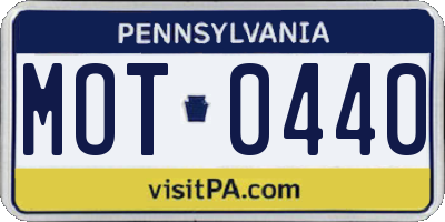 PA license plate MOT0440