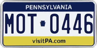 PA license plate MOT0446