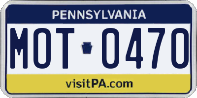 PA license plate MOT0470