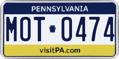PA license plate MOT0474