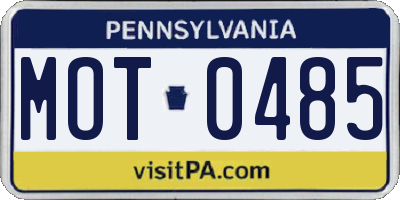 PA license plate MOT0485