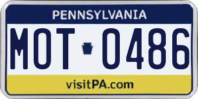 PA license plate MOT0486