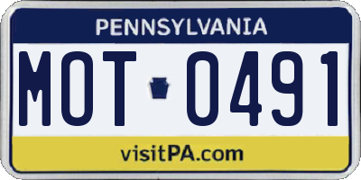 PA license plate MOT0491