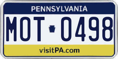 PA license plate MOT0498