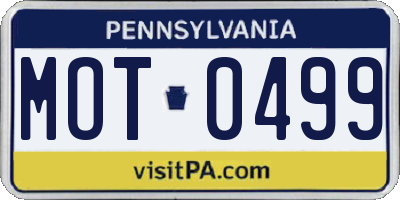 PA license plate MOT0499