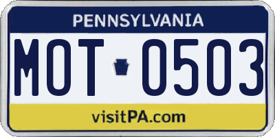 PA license plate MOT0503