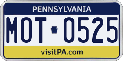 PA license plate MOT0525