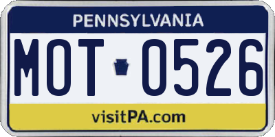 PA license plate MOT0526