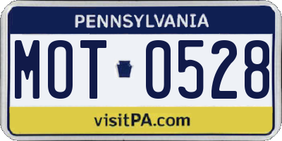 PA license plate MOT0528