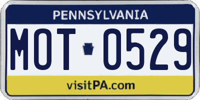 PA license plate MOT0529