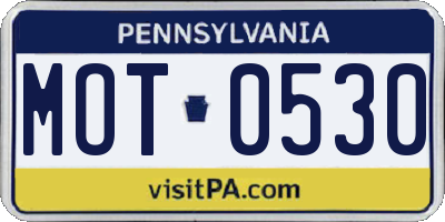 PA license plate MOT0530
