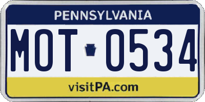 PA license plate MOT0534