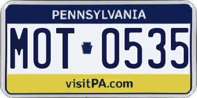 PA license plate MOT0535