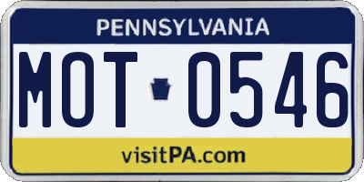 PA license plate MOT0546