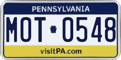 PA license plate MOT0548