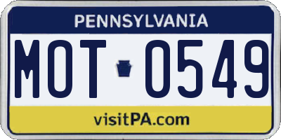 PA license plate MOT0549