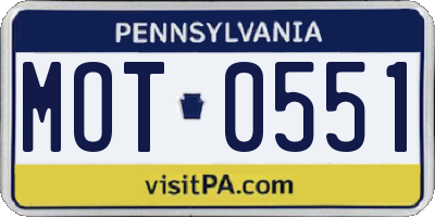 PA license plate MOT0551