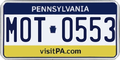 PA license plate MOT0553