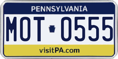 PA license plate MOT0555
