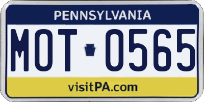 PA license plate MOT0565