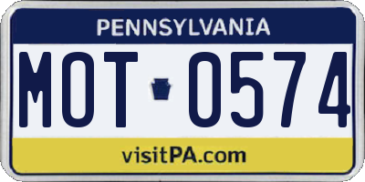 PA license plate MOT0574