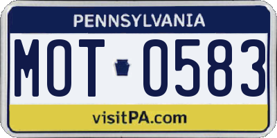 PA license plate MOT0583