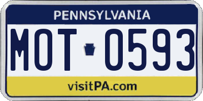 PA license plate MOT0593