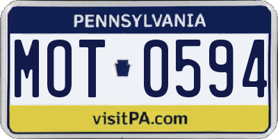 PA license plate MOT0594