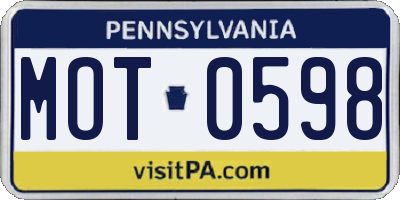 PA license plate MOT0598