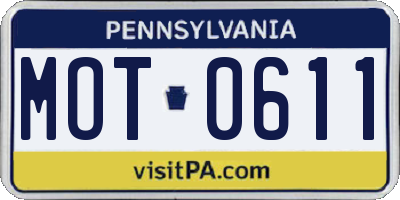 PA license plate MOT0611