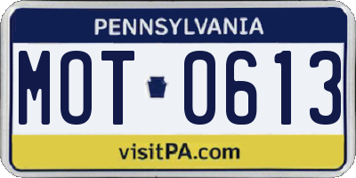 PA license plate MOT0613