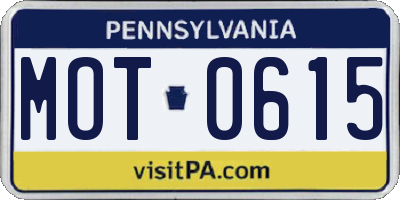 PA license plate MOT0615