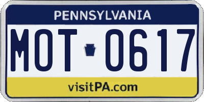 PA license plate MOT0617