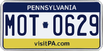 PA license plate MOT0629