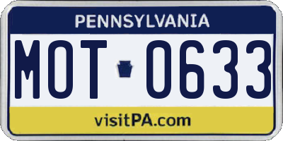 PA license plate MOT0633