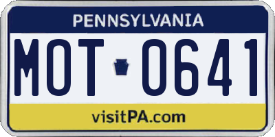 PA license plate MOT0641