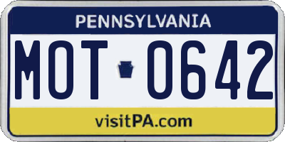 PA license plate MOT0642