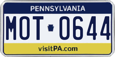 PA license plate MOT0644