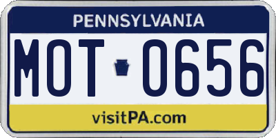 PA license plate MOT0656