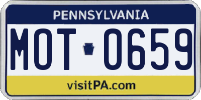 PA license plate MOT0659