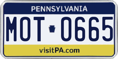PA license plate MOT0665